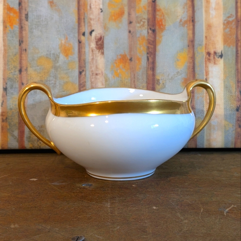 1880-1907 Antique Tressemanes & Vogt (T&V) Limoges France Gold Rimmed Bowl